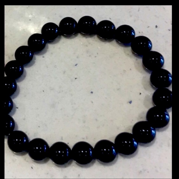 Jewelry - Natural Black obsidian beaded stone bracelet one size fits all I am 7 inches